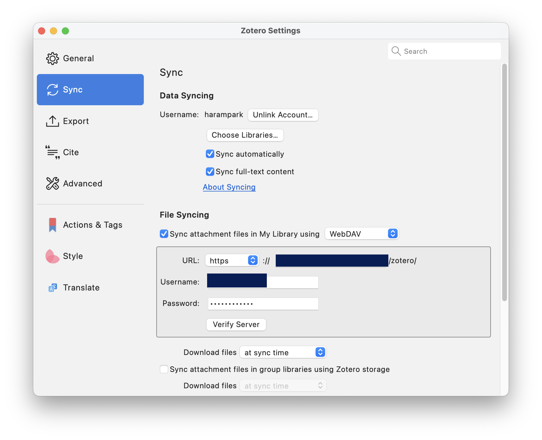 webdav setting